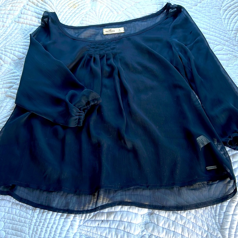 Hollister blue sheer blouse